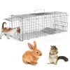 Humane Cat Trap Cage Catch Release Live Animal Rodent Cage Collapsible Galvanized Wire for Small Raccoons Beavers Groundhogs Foxes Armadillos