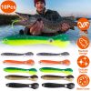 10Pcs Soft Fishing Lures Realistic Bass Loach Swimming Lure Plastic Fake Fishing Bait Equipment for Saltwater Freshwater