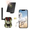 4G 4K 30FPS Solar Trail Camera Outdoor Wildlife Camera Motion Activated IP66 Waterproof with 140ÂºViewing Angle No Glow Night Vision SIM Card APP Cont