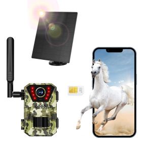4G 4K 30FPS Solar Trail Camera Outdoor Wildlife Camera Motion Activated IP66 Waterproof with 140ÂºViewing Angle No Glow Night Vision SIM Card APP Cont