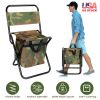 Foldable Fishing Chair With Backrest Built-In Cooler Bag Portable Handle Outdoor Lightweight Fishing Stool For Camping Hiking Hunting
