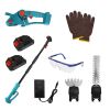 Pole Mini Hedge Trimmer & Grass Shear Electric Cordless Handheld Hedge Trimmer with 90Â° Rotatable Head Telescopic Extension Pole Gloves Goggles 2Pcs