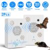 2Pack 2026 Upgraded Rechargeable Ultrasonic Bat Repellent Indoor Outdoor Bird Mouse Dog Deterrent Device with 3 Ultrasonic Speakers for Attic Porch Ho