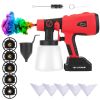 Portable Battery Powered ElectricÂ Paint SprayerÂ HVLP Spray Painting Gun Handheld Painter with 2 Spray Patterns 5 Nozzles 800ML Detachable Cup Flow A
