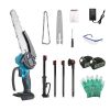 2-In-1 8â€ Cordless Electric Pole Saw and Mini Chainsaw with Extension Poles 2Pcs 21V 3.0Ah Batteries Adjustable Length Chain Saw With Auto Oiler Saf