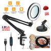 2-in-1 LED Magnifier Desk Lamp 8x Magnifying Glass with Light Swing Arm Desk Table Light USB Reading Lamp with Clamp Stand 10 Brightness 3 Modes