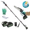2-In-1 8â€ Cordless Electric Pole Saw and Mini Chainsaw with Extension Poles 2Pcs 21V 3.0Ah Batteries Adjustable Length Chain Saw With Auto Oiler Saf