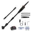 6in Cordless Pole Saw 7.4FT Maximum Extendable Length 35FT/S Speed Electric Pole Chainsaw 2Pcs 1.5Ah Batteries And Charger Included For Pruning Trimmi