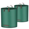 2Pcs 79.25Gallons Round Garden Waste Bags Waterproof Reusable Grass Rubbish Leaf Sacks Home Garden Lawn Yard Trash Bags With 4 Handles