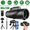 80x100 HD Monocular Telescope for Adults BAK-4 Prism High Power Monocular for Smartphone with FMC Lens Phone Adapter Tripod Case for Bird Watching Hun