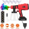 Portable Battery Powered ElectricÂ Paint SprayerÂ HVLP Spray Painting Gun Handheld Painter with 2 Spray Patterns 5 Nozzles 800ML Detachable Cup Flow A