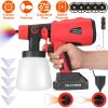 Portable Battery Powered ElectricÂ Paint SprayerÂ HVLP Spray Painting Gun Handheld Painter with 2 Spray Patterns 5 Nozzles 800ML Detachable Cup Flow A