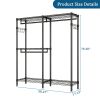 L Shaped Garment Rack, Heavy Duty Carbon Steel Clothes Rack with Adjustable Shelves & 3 Hanging Rods, Convertible Corner Clothing Rack for Bedroom Clo