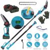 2-IN-1 Cordless Pole Saw And Mini Chainsaw With Extension Pole 21V Battery 6â€ Electric Brushless Pole Chainsaw with Digital Display Auto Oiler Safet