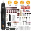 Mini Corded Rotary Power Tool Set of 186Pcs Electric Detail Sander Grinding Pen Small Drill Kit Engraver with 5 Speeds for Sanding Polishing Drilling