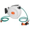 Retractable Garden Hose Reel Wall Mounted Automatic Water Hose Reel with Any Length Lock 8 Pattern Spraying Modes 180Â° Swivel Bracket