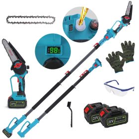 2-IN-1 Cordless Pole Saw And Mini Chainsaw With Extension Pole 21V Battery 6â€ Electric Brushless Pole Chainsaw with Digital Display Auto Oiler Safet