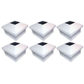 Set of 6 White Fence Post Lights with Ultra-Bright LED Bulbs