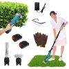 Pole Mini Hedge Trimmer & Grass Shear Electric Cordless Handheld Hedge Trimmer with 90Â° Rotatable Head Telescopic Extension Pole Gloves Goggles 2Pcs