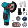 12V Cordless Mini Angle Grinder Hand Polishing Grinding Machine Cordless Cutter Grinding Tool with 7Pcs Disc 2Pcs 1100mAh Batteries and Charger Hex Ke