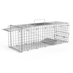 Humane Cat Trap Cage Catch Release Live Animal Rodent Cage Collapsible Galvanized Wire for Small Raccoons Beavers Groundhogs Foxes Armadillos