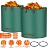 2Pcs 132.09Gallons Round Garden Waste Bags Waterproof Reusable Grass Rubbish Leaf Sacks Home Garden Lawn Yard Trash Bags w/ 4 Handles