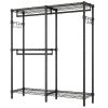 L Shaped Garment Rack, Heavy Duty Carbon Steel Clothes Rack with Adjustable Shelves & 3 Hanging Rods, Convertible Corner Clothing Rack for Bedroom Clo