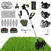 21V Electric Weed Edger Cordless String Trimmer Grass Mower Eater Bush Cutter with 16800RPM 2x 3000mAh Batteries 3.6-4.6FT Length 90Â° Rotatable Angle