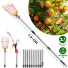 2-in-1 Pole Saw & Fruit Picker with 1.3-13FT Extendable Stainless Steel Pole Manual Tree Pruner with 65Mn Steel Blade Fruit Picking Basket Storage Bag