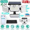 2 Pack Solar Powered Wall Lights IP44 Waterproof Motion Sensor Lights with 4 Adjustable Heads 333Pcs LED Beads 120Â° Sensing Angle Remote Control for