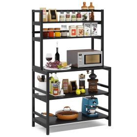 Heavy Duty Black Metal Kitchen Baker's Rack Microwave Stand Shelving Unit