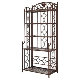 Indoor / Outdoor Wrought Iron Metal Bakers Rack 5-Shelf Plant Stand in Bronze