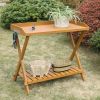 Outdoor Garden Table Potting Bench with Slatted Bottom