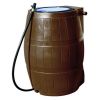 50-Gallon Brown UV Resistant Plastic Rain Barrel with 3-Ft Water Hose