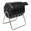 Rotating 37-Gallon 2-Chamber Tumbling Compost Bin Tumbler with Stand
