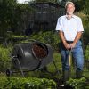 Outdoor Mobile 50-Gallon Compost Bin Tumbler on Wheels