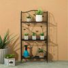 Indoor/Outdoor 3-Tier Black Metal Bookcase Plant Stand Shelving Unit