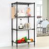 Black Metal 4-Shelf Wire Storage Rack Shelving Unit