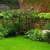 72-inch Modern Wooden Garden Trellis in Brown Walnut Finish