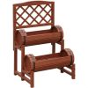 Red Cedar Double-Barrel 2 Tier Planter Stand with Built In Trellis