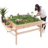 Solid Fir Wood Large 6 ft x 4 ft Elevated Garden Bed Planter