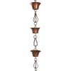Pure Copper 8.5-Ft Rain Chain with 10 Round Cups and Teardrop Chain-Links