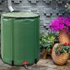 Portable 60-Gallon Rain Barrel Collapsible with Zippered Top in Green Color