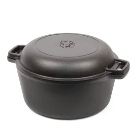 Cast Iron 5-Quart Pre-Seasoned Dutch Oven with 2-in-1 Skillet Lid 10.25-inch