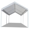 10 x 20 Ft Outdoor Steel Frame Gazebo Tent Car Canopy with White Poly Top