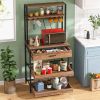 Modern Baker's Rack Shelving Unit with Pull-Out Shelves and Storage Drawer