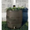 Brown Round Rain Barrel with Built in Planter - 35 Gallon