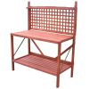 Outdoor Folding Wooden Potting Bench Garden Trellis with Storage Space