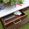 Outdoor Solid Wood Potting Bench Work Table with Galvanized Metal Top