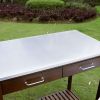 Outdoor Solid Wood Potting Bench Work Table with Galvanized Metal Top